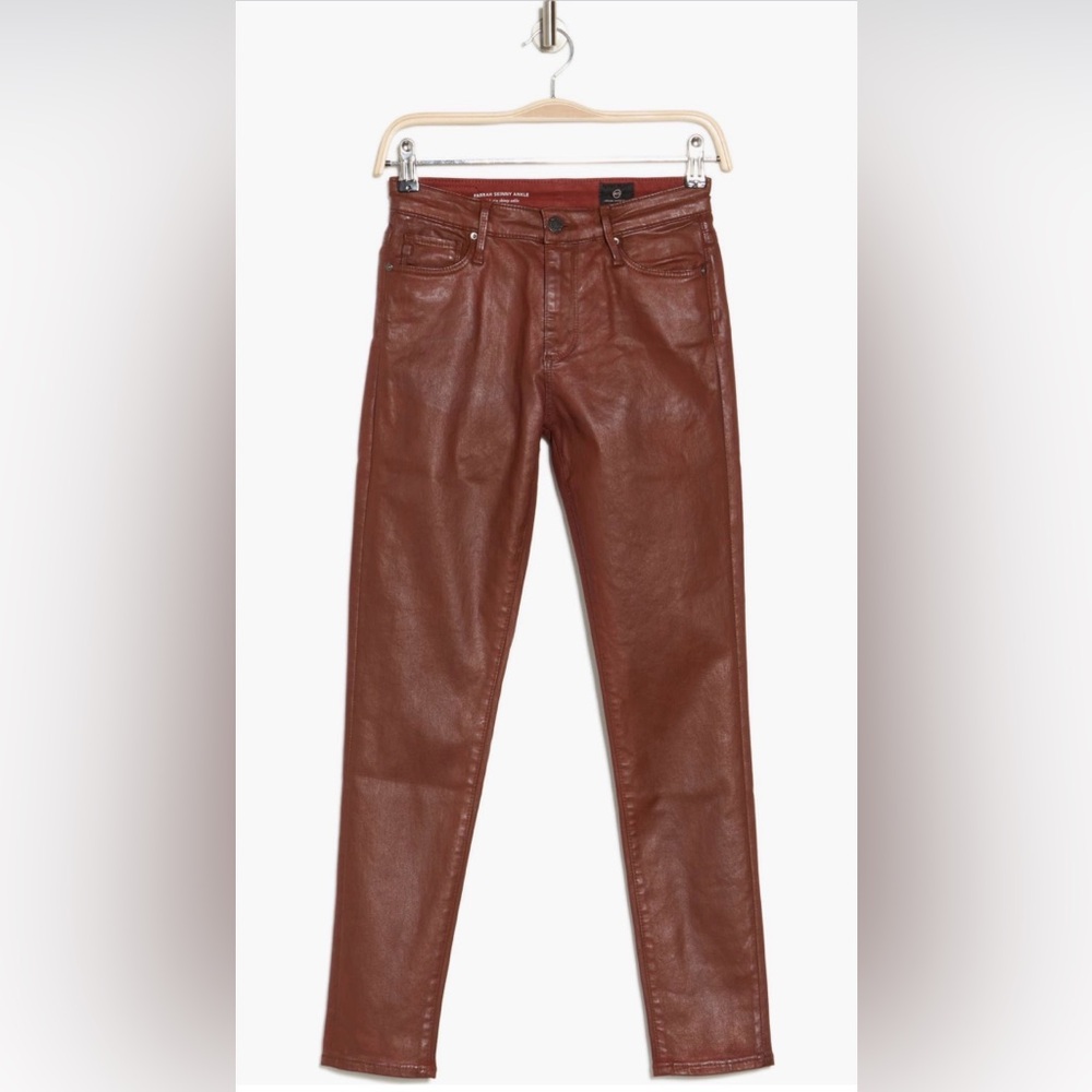 AG Adriano Goldschmied Brown Coated Skinny Jeans NWOT Size 31